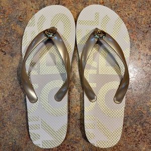 Michael Kors Gold Flip Flops - 8